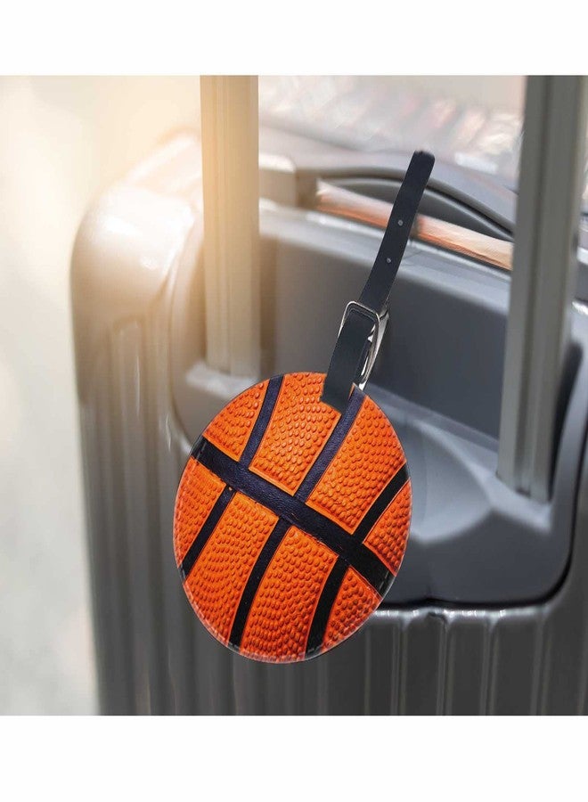 TKS MITLAN 1 Pcs Luggage Tag Basketball Skin Texture Privacy Cover ID Label Address Card for Travel Bag Suitcase Leather Luggage Tag for Women Men Girls Travel(Round) - Image 5